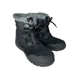 Columbia Women's Size 6.5 Ice Maiden Shorty Boot Gray Black Fur Lined Waterproof